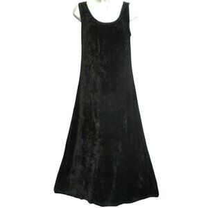 VeLVeT Vintage Sharon Anthony Lifestyles Dress Black Velour Maxi Tank Stretchy S